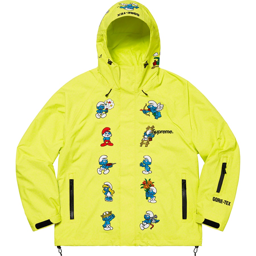 Details on Supreme Smurfs™ GORE-TEX Shell Jacket Bright Yellow from fall winter
                                                    2020 (Price is $398)