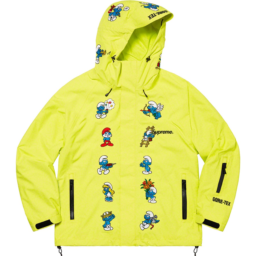 Details on Supreme Smurfs™ GORE-TEX Shell Jacket Bright Yellow from fall winter
                                                    2020 (Price is $398)