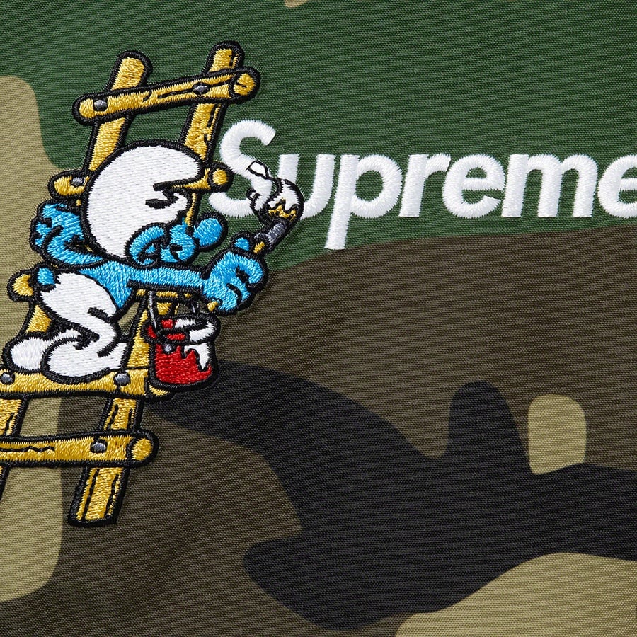 Details on Supreme Smurfs™ GORE-TEX Shell Jacket Woodland Camo from fall winter
                                                    2020 (Price is $398)