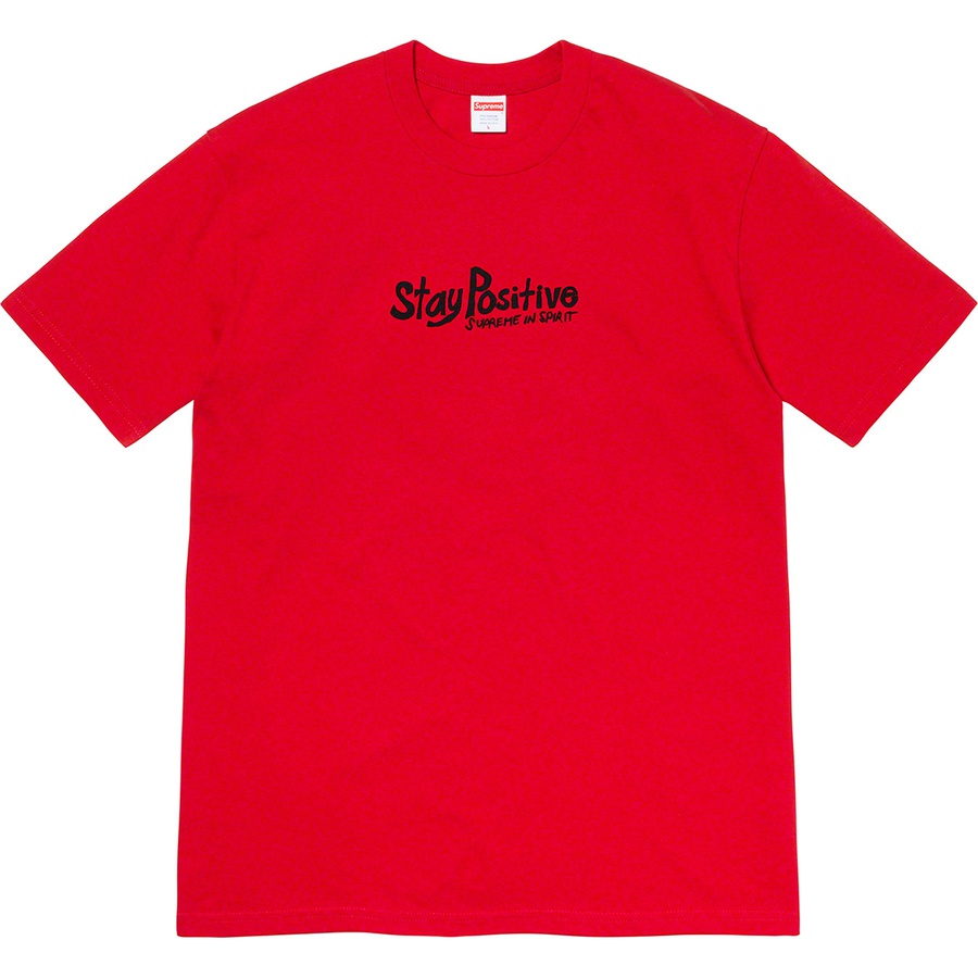 Details on Stay Positive Tee Red from fall winter 2020 (Price is $38)