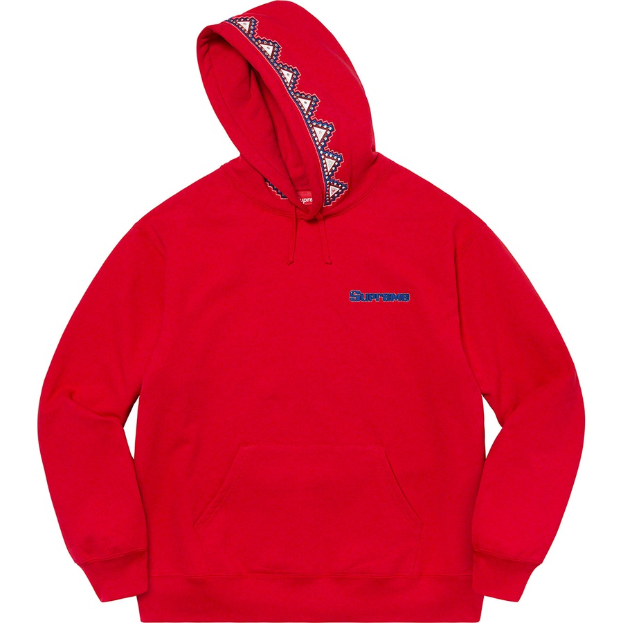 Details on Pharaoh Studded Hooded Sweatshirt Red from fall winter 2020 (Price is $168)