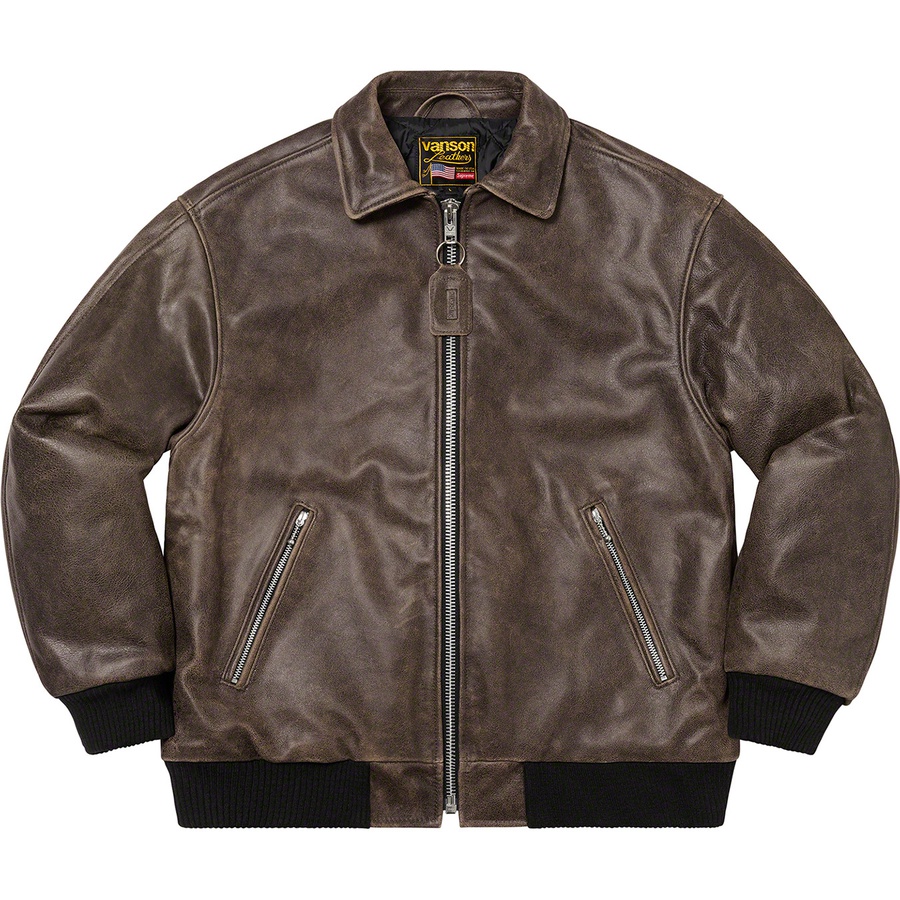 Details on Supreme Vanson Leathers Worn Leather Jacket Brown from fall winter
                                                    2020 (Price is $798)