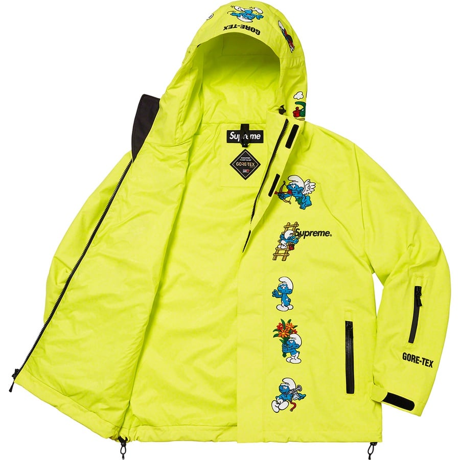 Details on Supreme Smurfs™ GORE-TEX Shell Jacket Bright Yellow from fall winter
                                                    2020 (Price is $398)