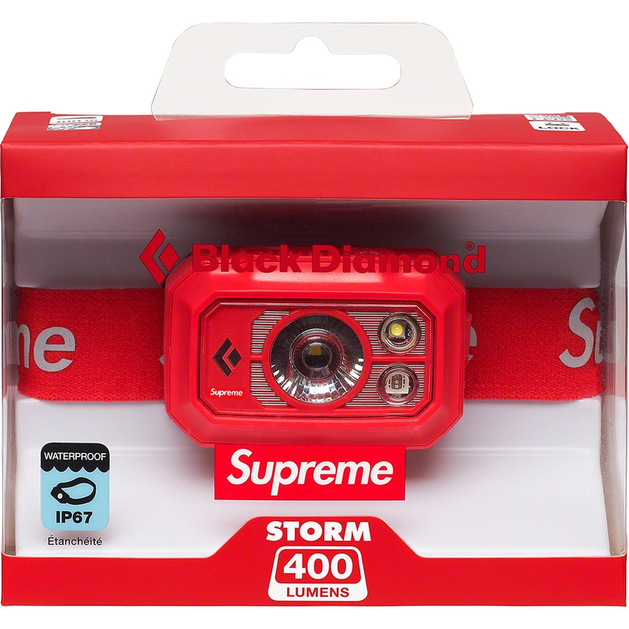 Details on Supreme Black Diamond Storm 400 Headlamp Red from fall winter 2020 (Price is $78)