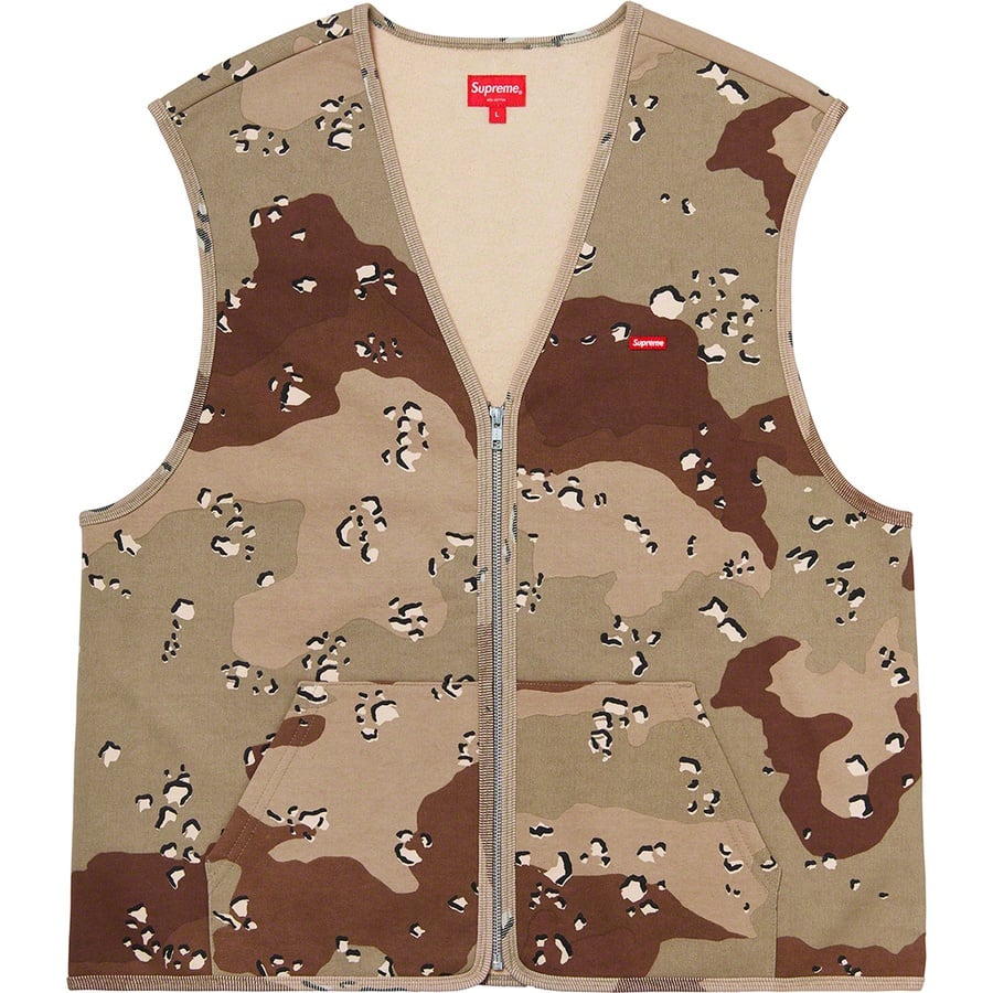 Details on Zip Up Sweat Vest Chocolate Chip Camo from fall winter
                                                    2020 (Price is $110)