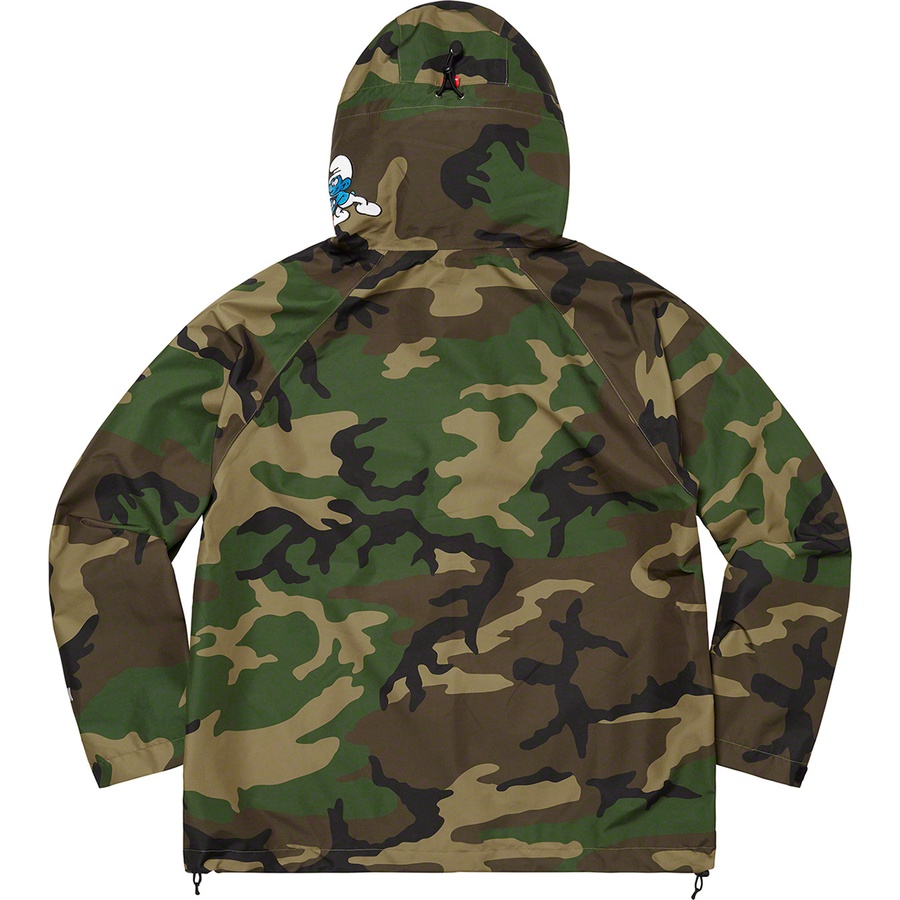 Details on Supreme Smurfs™ GORE-TEX Shell Jacket Woodland Camo from fall winter
                                                    2020 (Price is $398)