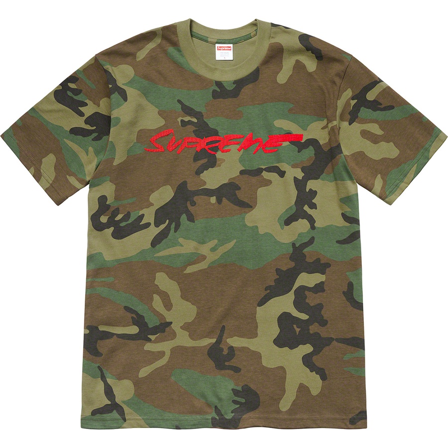 Details on Futura Logo Tee Woodland Camo from fall winter
                                                    2020 (Price is $38)