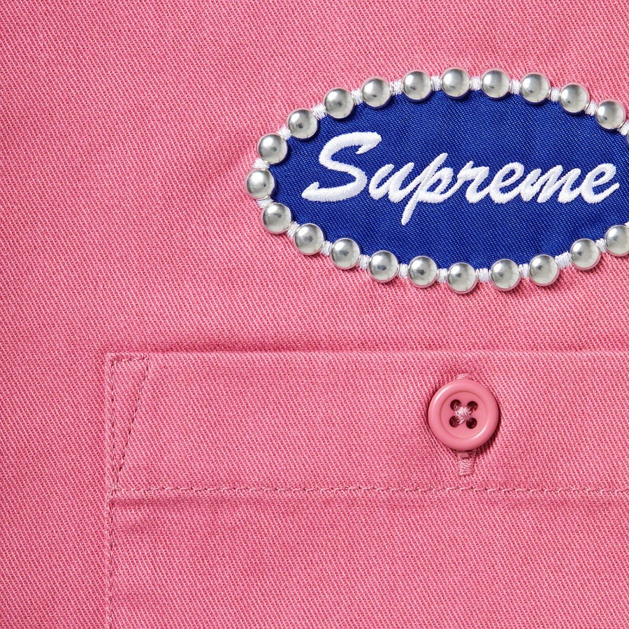 Details on Studded Patch S S Work Shirt Pink from fall winter
                                                    2020 (Price is $128)