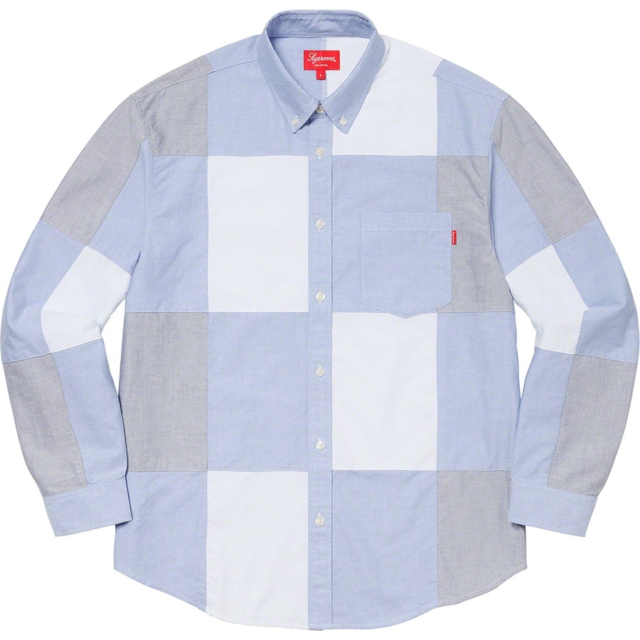 Details on Patchwork Oxford Shirt Blue from fall winter
                                                    2020 (Price is $128)
