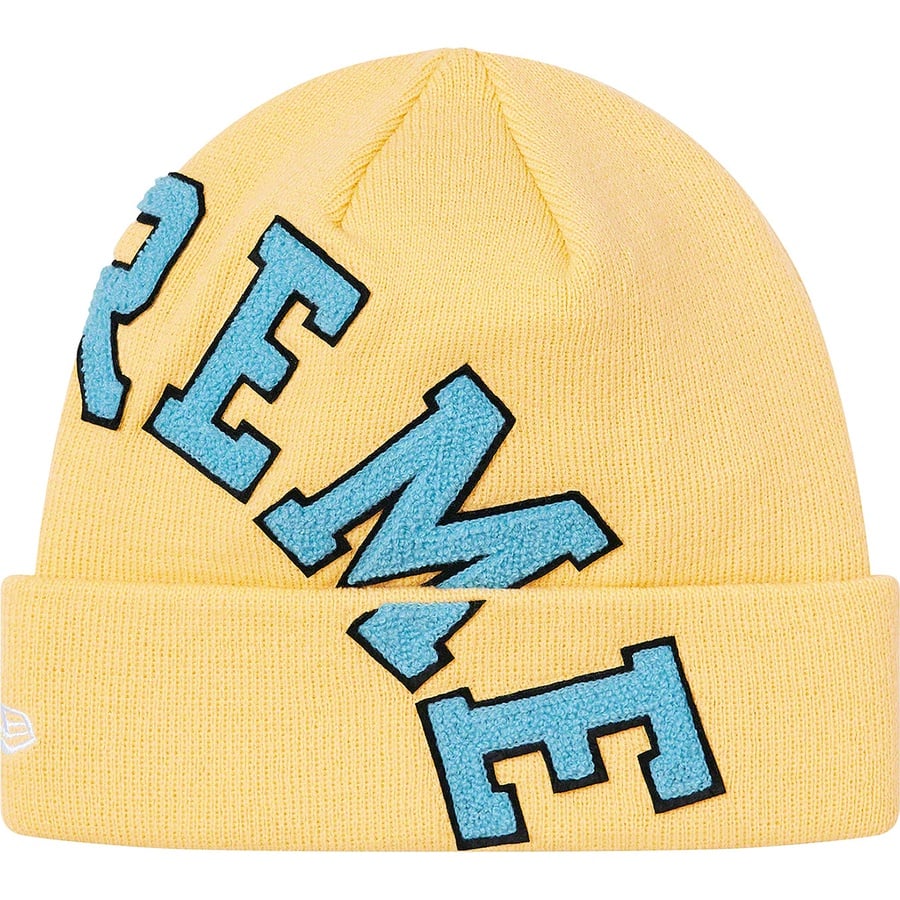 Details on New Era Big Arc Beanie Light Yellow from fall winter
                                                    2020 (Price is $38)