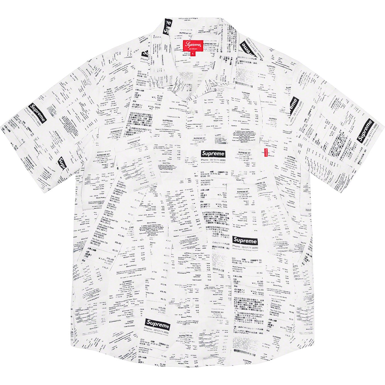 Receipts Rayon S S Shirt - fall winter 2020 - Supreme