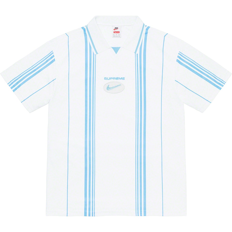 Details on Supreme Nike Jewel Stripe Soccer Jersey White from fall winter
                                                    2020 (Price is $118)