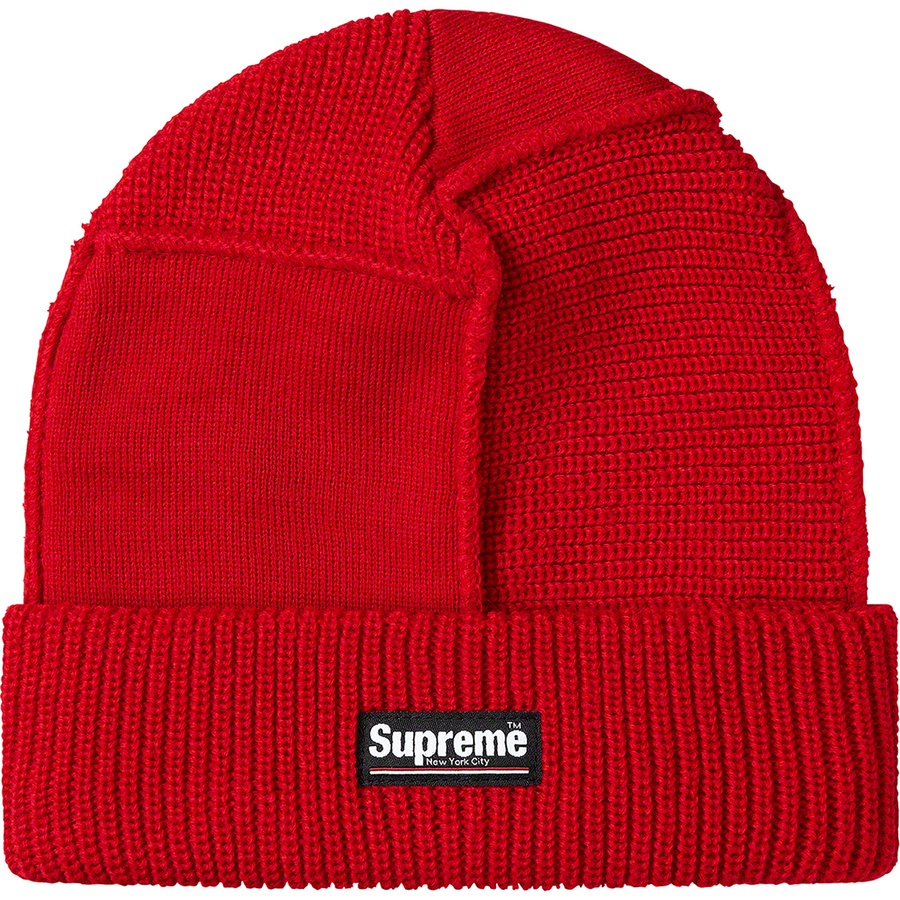 Details on Paneled Seam Beanie Red from fall winter 2020 (Price is $36)