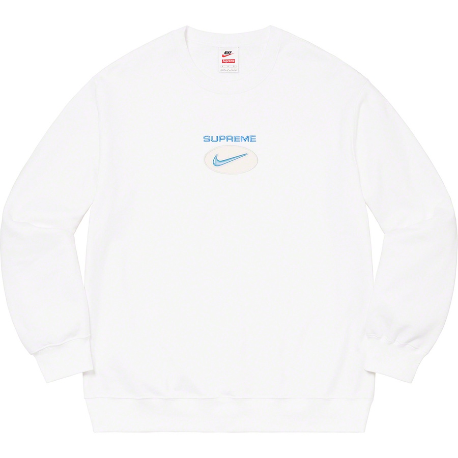 Details on Supreme Nike Jewel Crewneck White from fall winter
                                                    2020 (Price is $138)