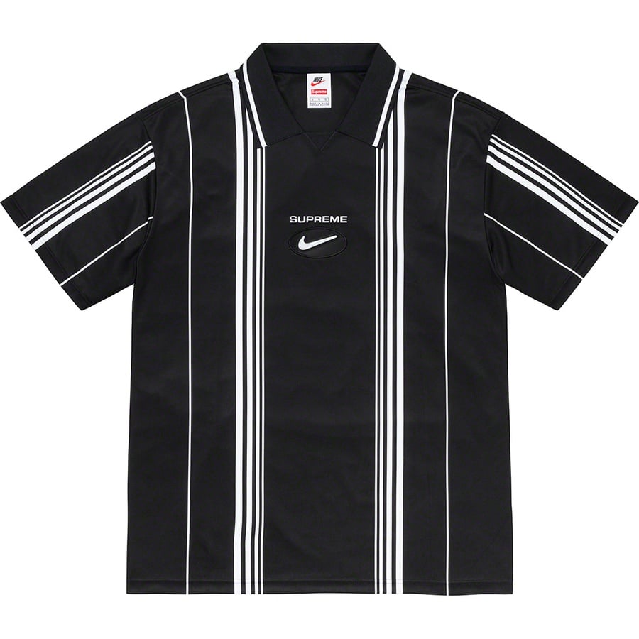 Details on Supreme Nike Jewel Stripe Soccer Jersey Black from fall winter
                                                    2020 (Price is $118)