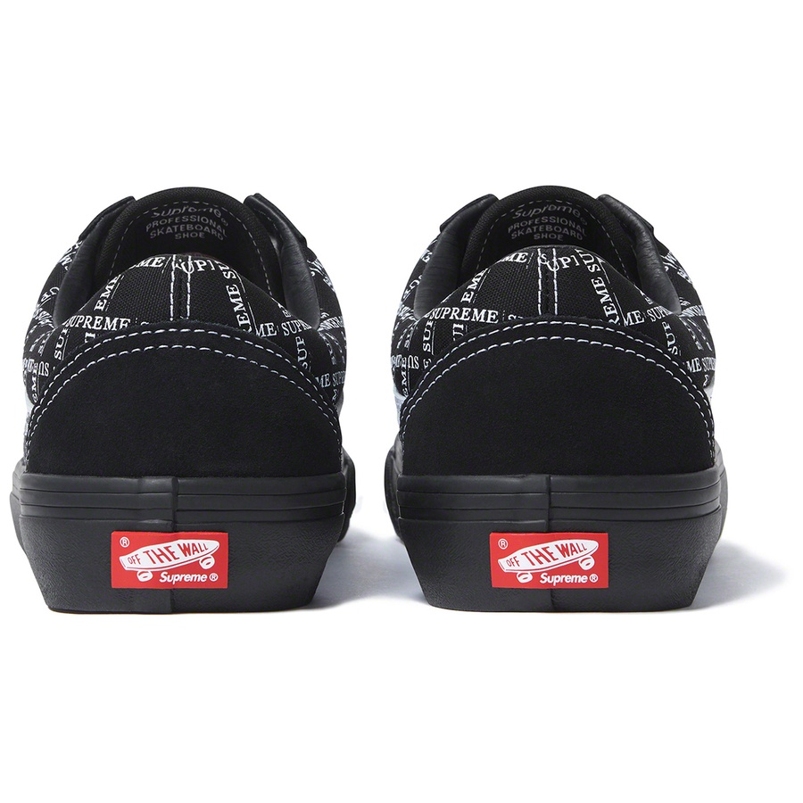 Details on Supreme Vans Old Skool Pro Black from fall winter
                                                    2020 (Price is $98)