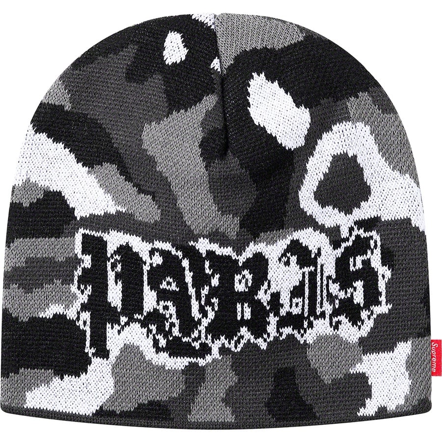 Details on Paris Camo Beanie Snow Camo from fall winter
                                                    2020 (Price is $36)