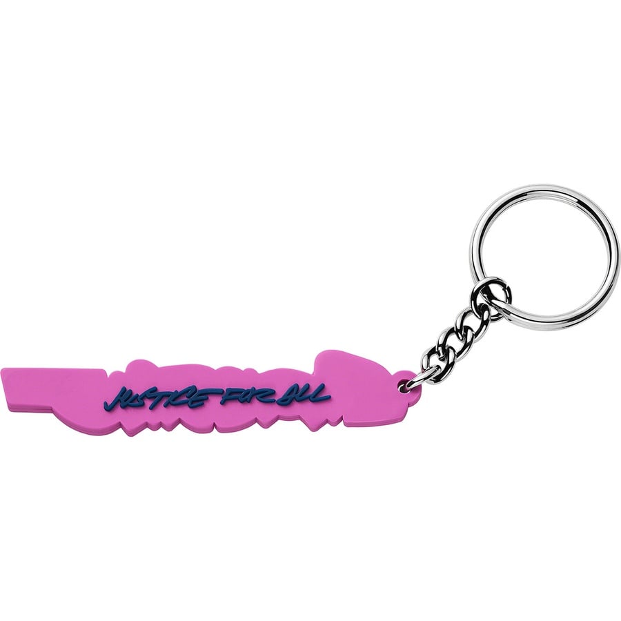 Details on Futura Logo Keychain Bright Purple from fall winter
                                                    2020 (Price is $14)