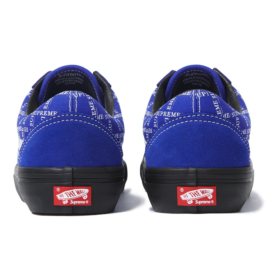 Details on Supreme Vans Old Skool Pro Royal from fall winter
                                                    2020 (Price is $98)