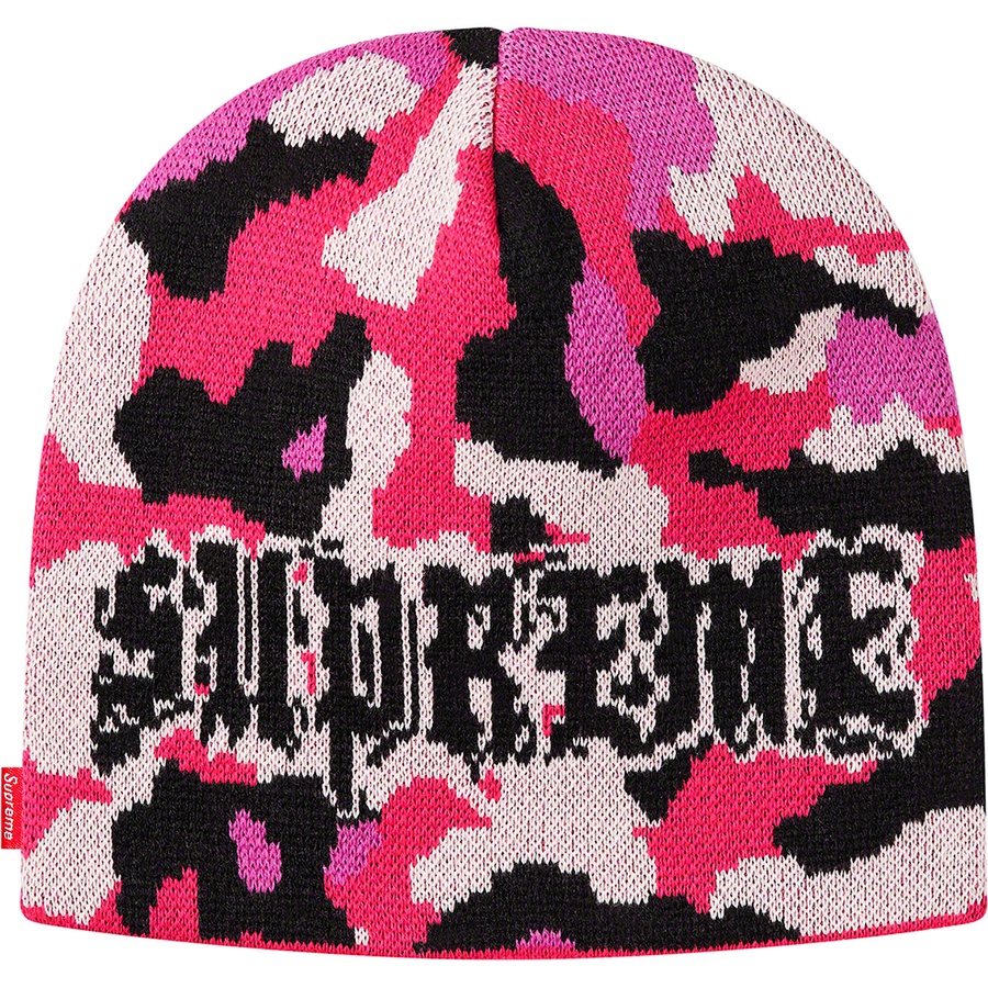 Details on Paris Camo Beanie Pink Camo from fall winter
                                                    2020 (Price is $36)