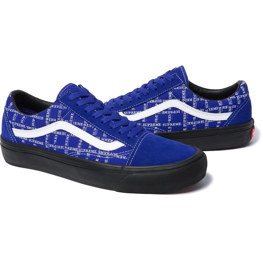 Details on Supreme Vans Old Skool Pro Royal from fall winter
                                                    2020 (Price is $98)