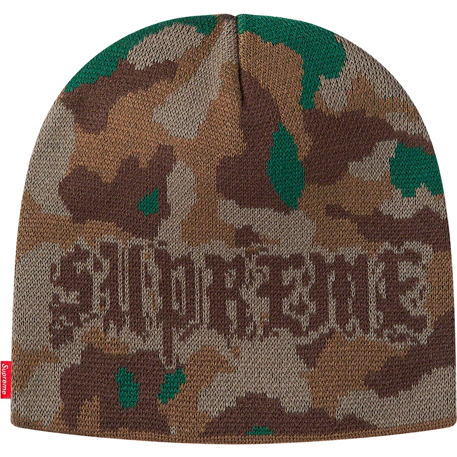 Details on Paris Camo Beanie Woodland Camo from fall winter 2020 (Price is $36)
