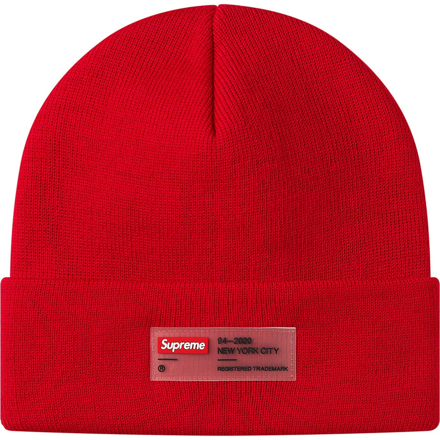 Details on Clear Label Beanie Red from fall winter 2020 (Price is $36)