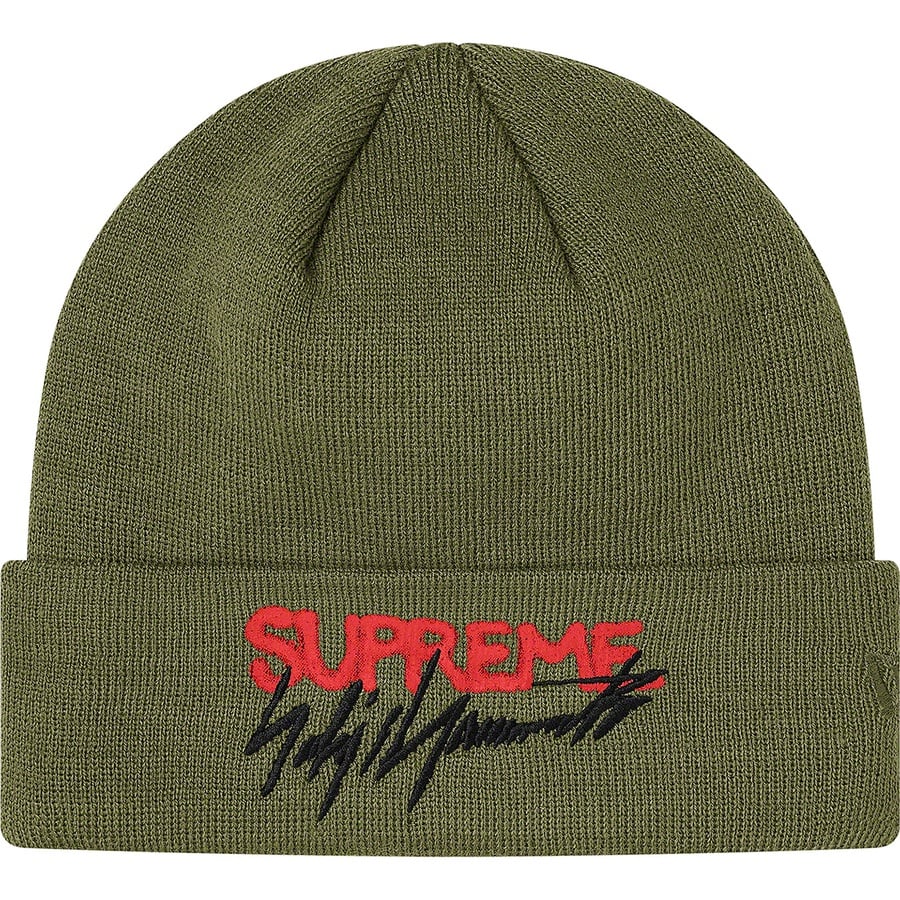 Details on Supreme Yohji Yamamoto New Era Beanie Olive from fall winter
                                                    2020 (Price is $40)