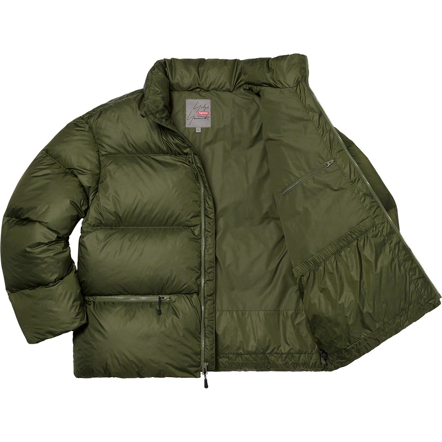 Details on Supreme Yohji Yamamoto Down Jacket Olive from fall winter
                                                    2020 (Price is $288)