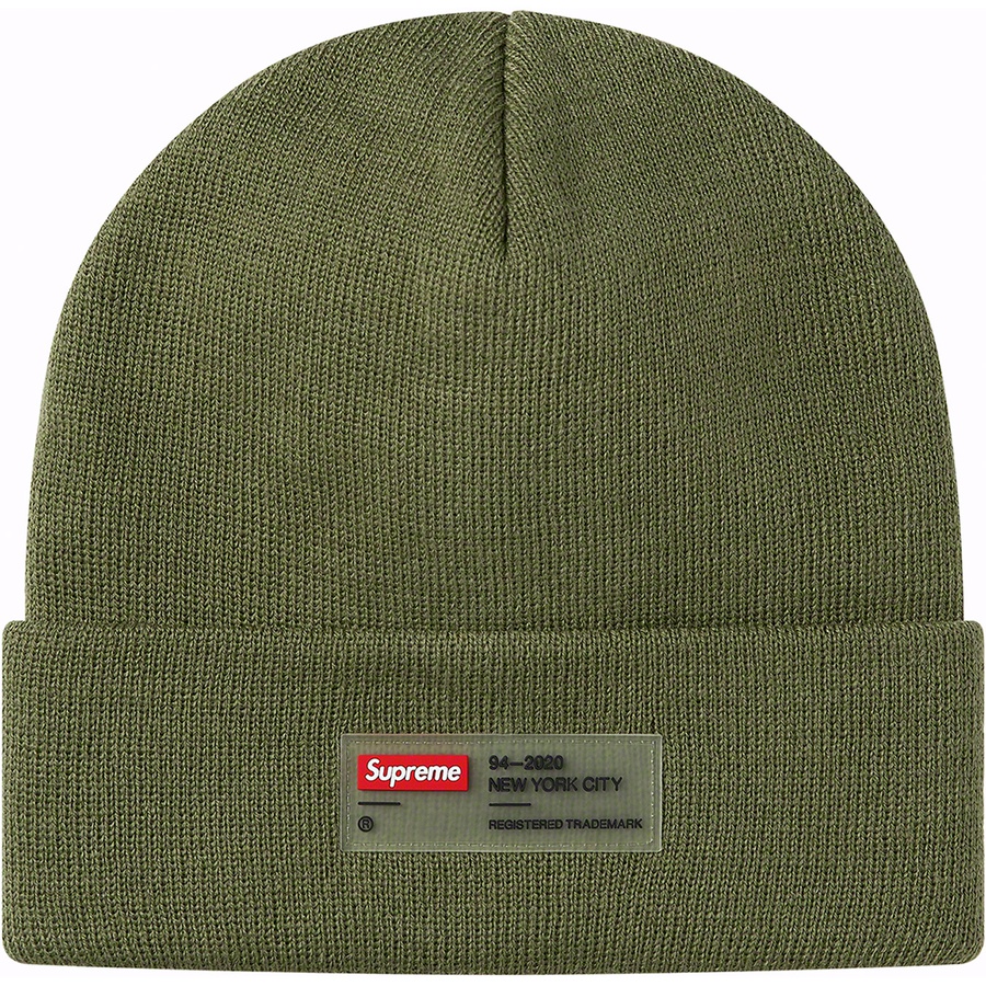 Details on Clear Label Beanie Olive from fall winter
                                                    2020 (Price is $36)