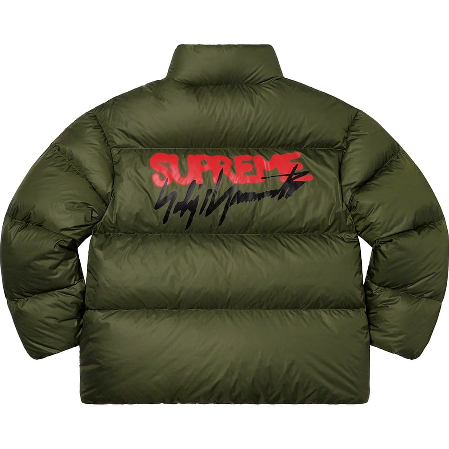 Details on Supreme Yohji Yamamoto Down Jacket Olive from fall winter
                                                    2020 (Price is $288)