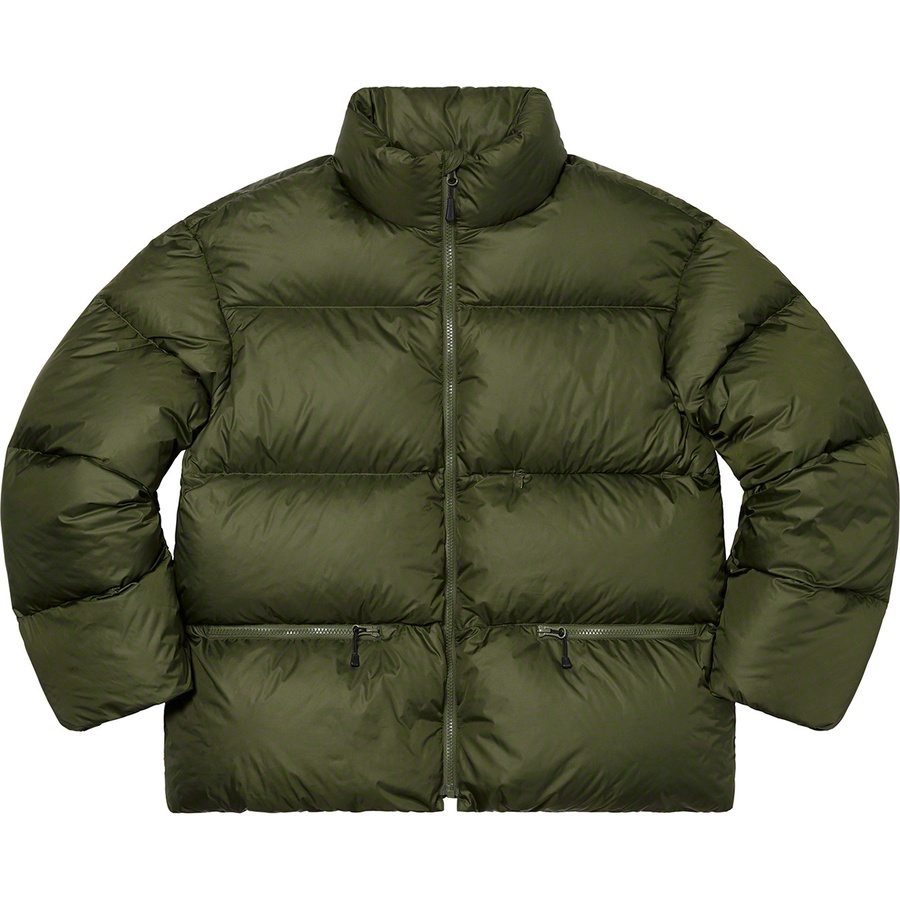 Details on Supreme Yohji Yamamoto Down Jacket Olive from fall winter
                                                    2020 (Price is $288)