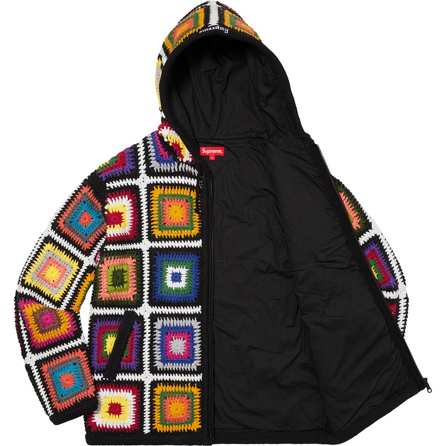 Details on Crochet Hooded Zip Up Sweater Multicolor from fall winter
                                                    2020 (Price is $298)