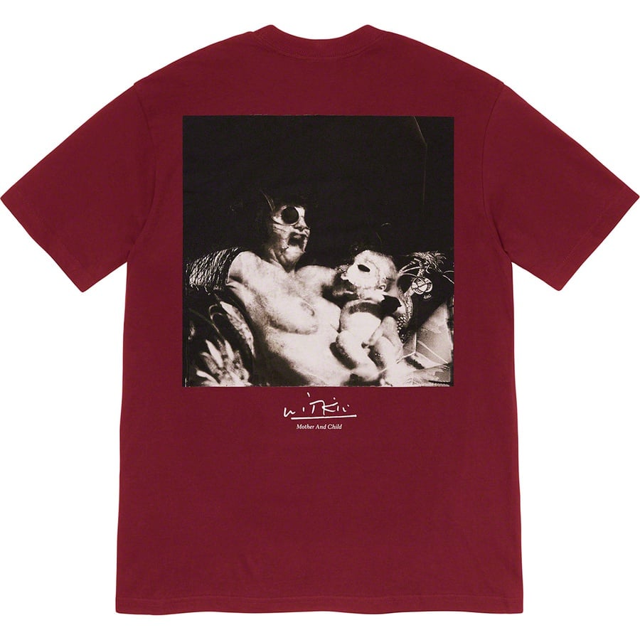Details on Joel-Peter Witkin Supreme Mother and Child Tee Burgundy from fall winter
                                                    2020 (Price is $48)