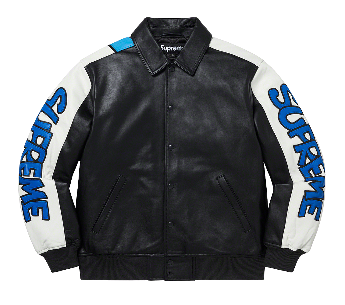 Supreme Smurfs Leather Varsity Jacket L | regentsmath.com