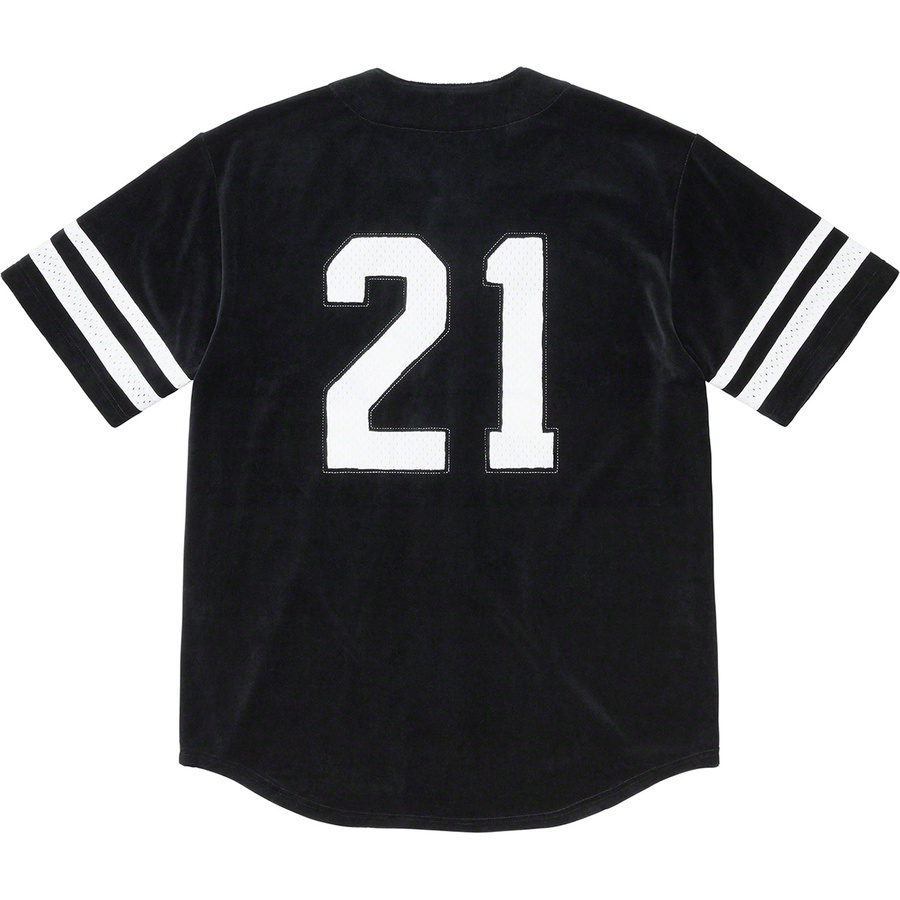 Details on Velour Baseball Jersey Black from fall winter
                                                    2020 (Price is $118)