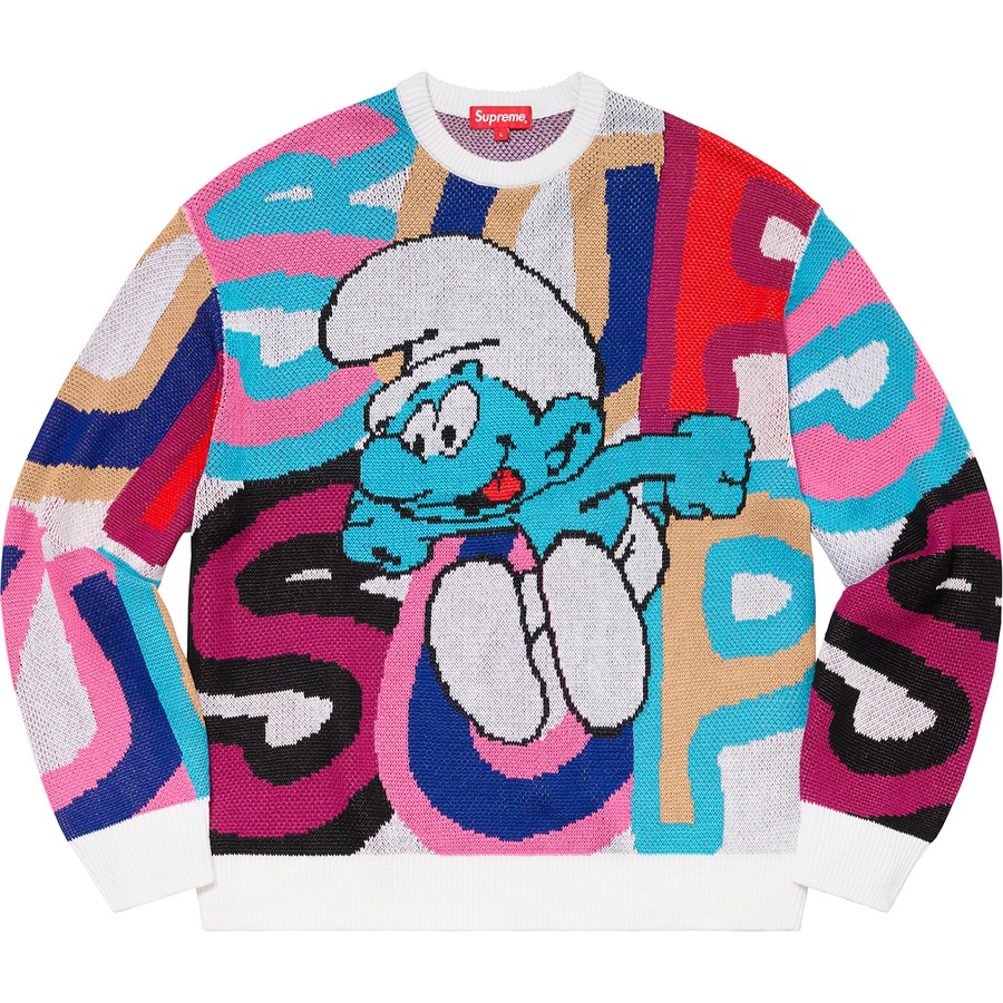 Details on Supreme Smurfs™ Sweater White from fall winter
                                                    2020 (Price is $178)