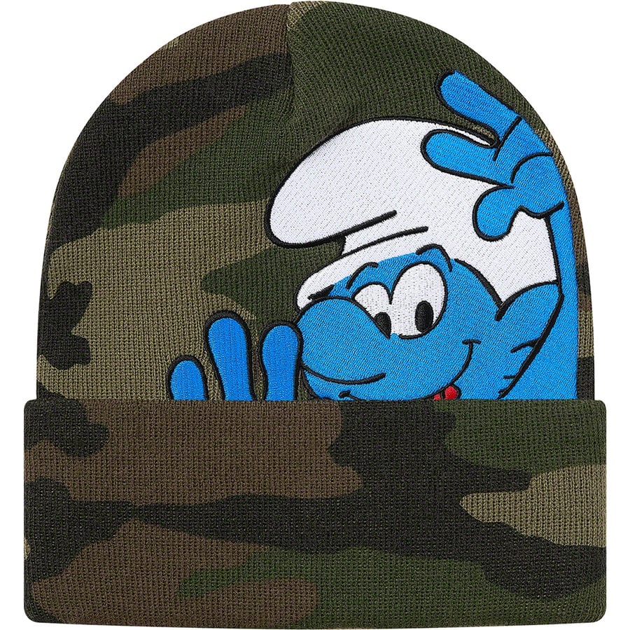 Details on Supreme Smurfs™ Beanie Woodland Camo from fall winter
                                                    2020 (Price is $40)