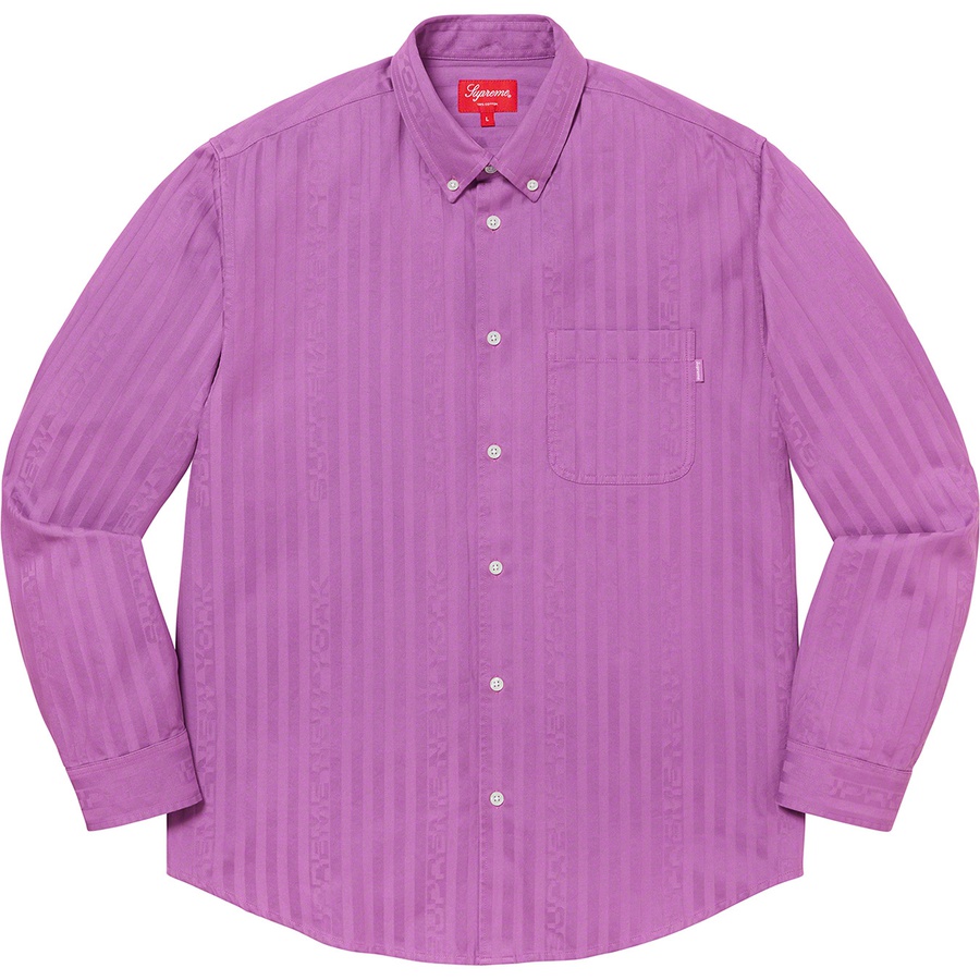Details on Jacquard Stripe Twill Shirt Dusty Purple from fall winter 2020 (Price is $128)
