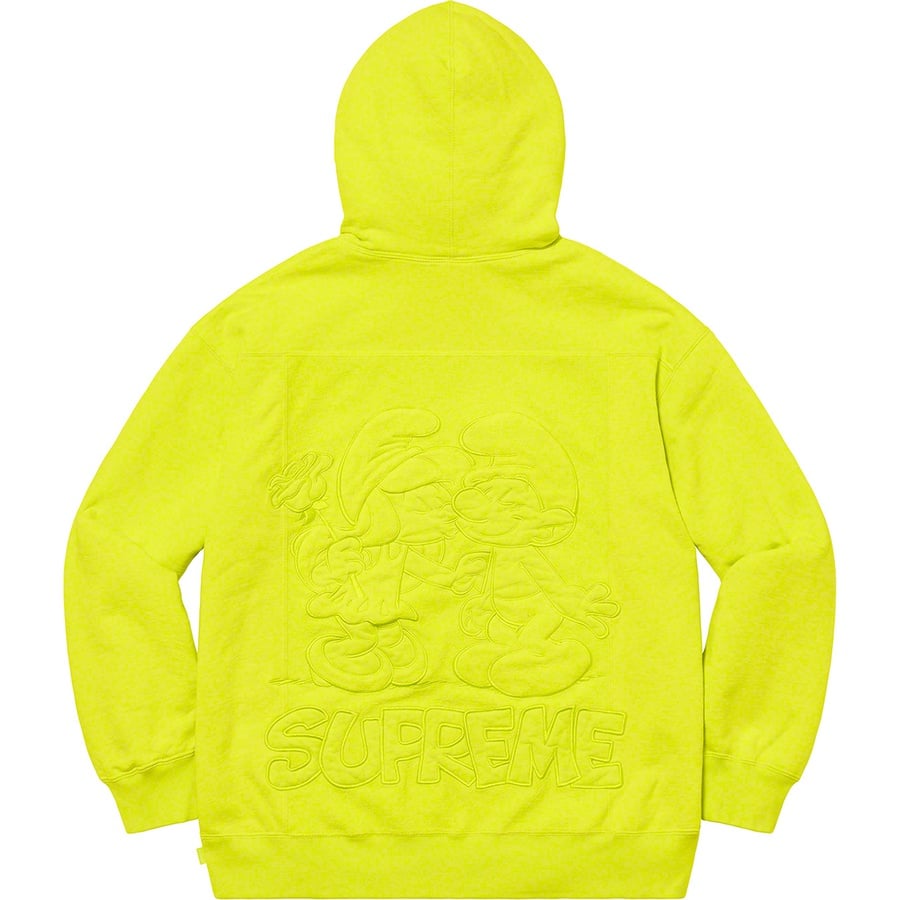 Details on Supreme Smurfs™ Hooded Sweatshirt Acid Green from fall winter
                                                    2020 (Price is $178)