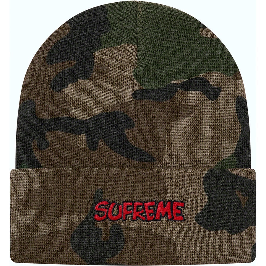 Details on Supreme Smurfs™ Beanie Woodland Camo from fall winter
                                                    2020 (Price is $40)