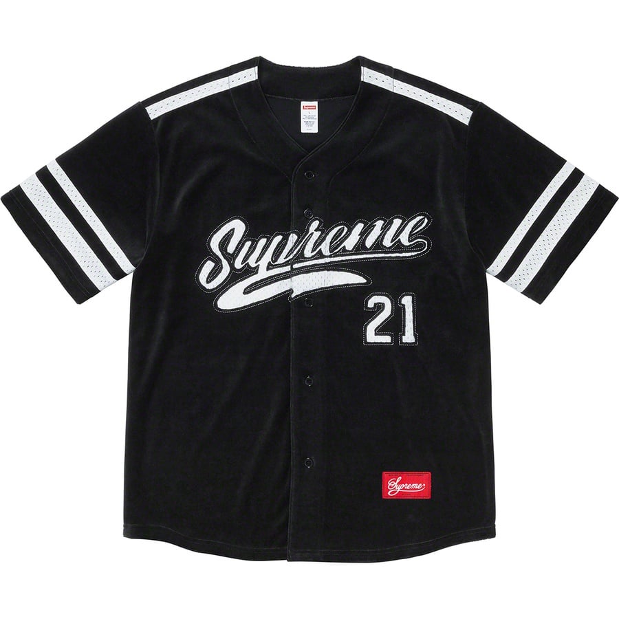 Details on Velour Baseball Jersey Black from fall winter
                                                    2020 (Price is $118)