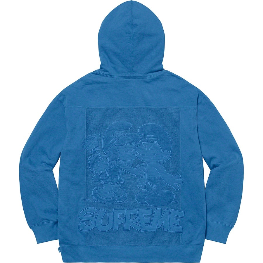 Details on Supreme Smurfs™ Hooded Sweatshirt Pale Royal from fall winter
                                                    2020 (Price is $178)