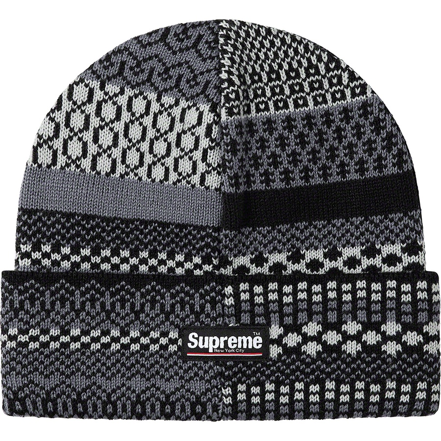 Details on Multi Pattern Beanie Black from fall winter
                                                    2020 (Price is $36)