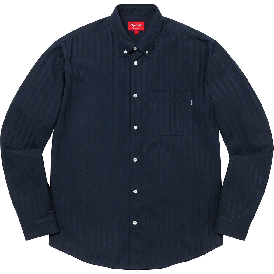 Details on Jacquard Stripe Twill Shirt Navy from fall winter 2020 (Price is $128)