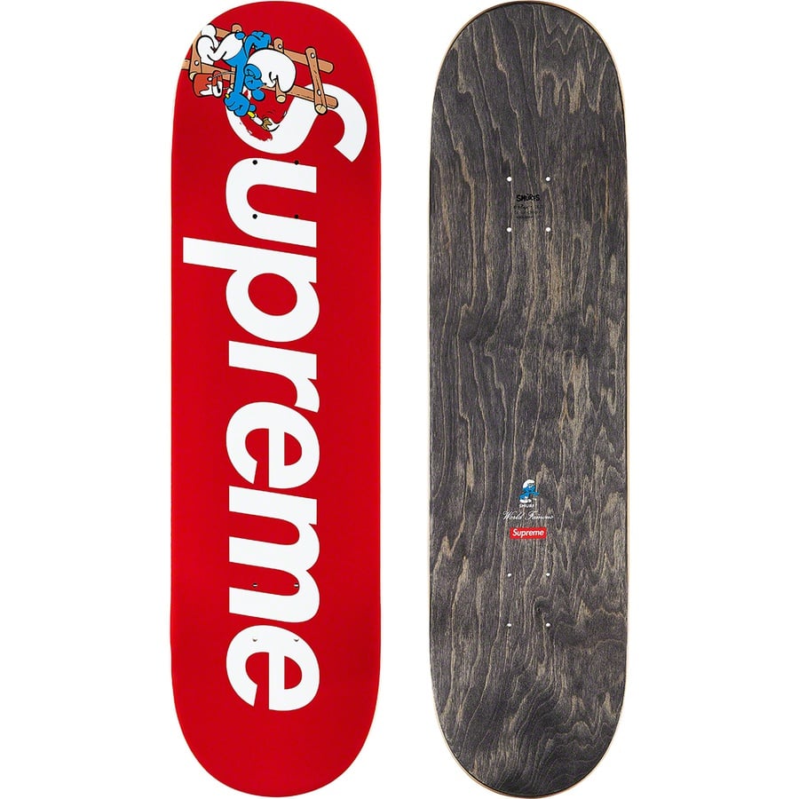 Details on Supreme Smurfs™ Skateboard Red - 8.375" x 32.125"  from fall winter
                                                    2020 (Price is $60)