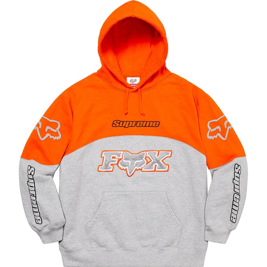 Details on Supreme Fox Racing Hooded Sweatshirt Grey from fall winter 2020 (Price is $168)