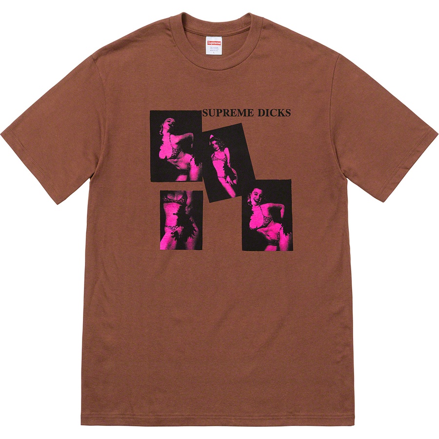 Details on Supreme Dicks Tee Brown from fall winter
                                                    2020 (Price is $38)
