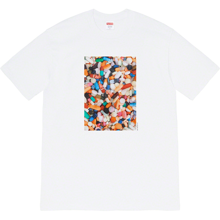 Details on Pills Tee White from fall winter
                                                    2020 (Price is $38)