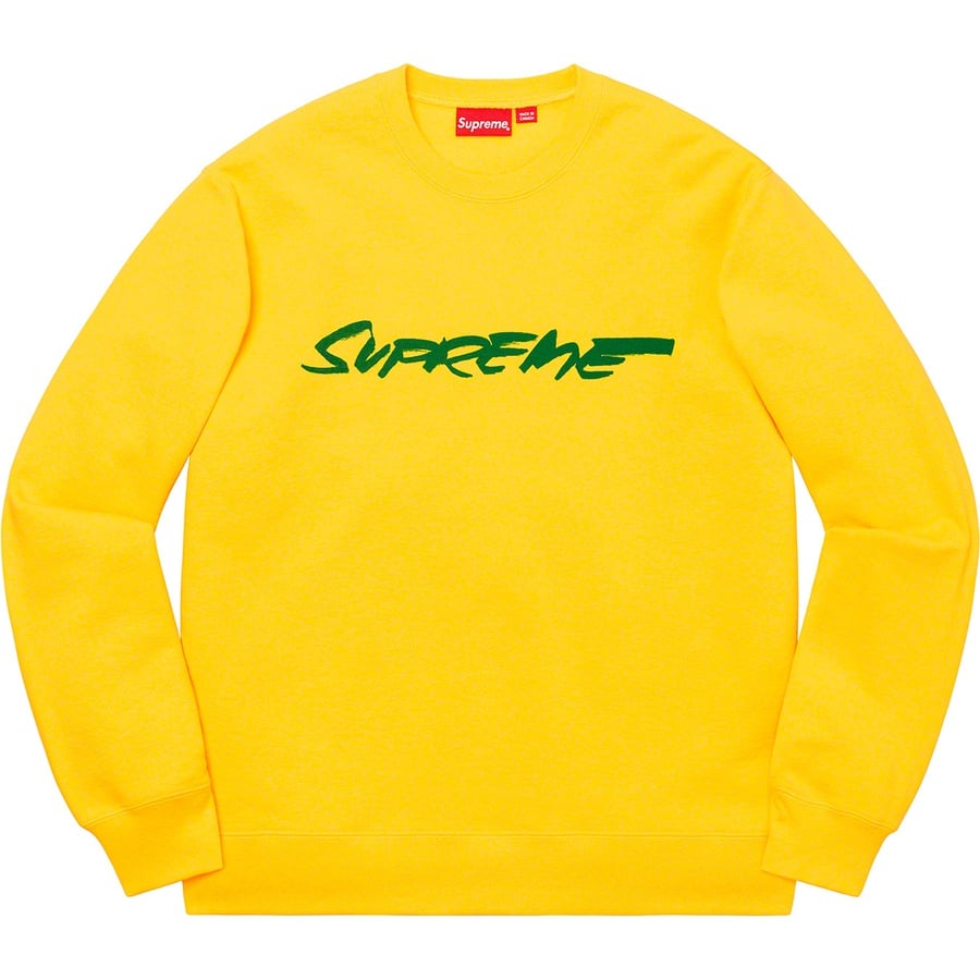 Details on Futura Logo Crewneck Yellow from fall winter
                                                    2020 (Price is $148)